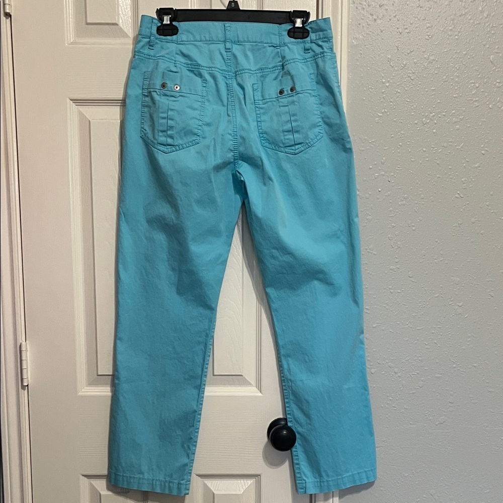 Escada Women's Turquoise Straight Leg Jeans, size 8 - Picture 5 of 7